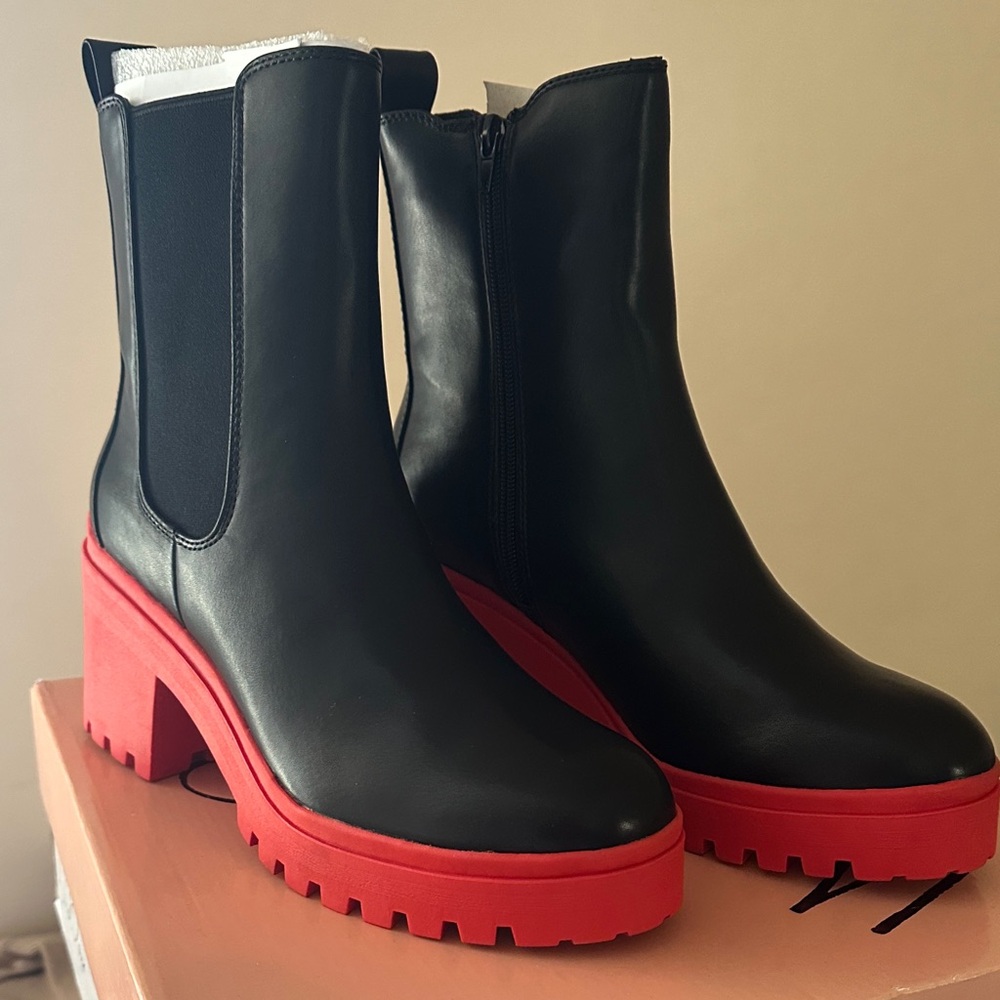 Wild Pair Black and Red Heeled Boots
